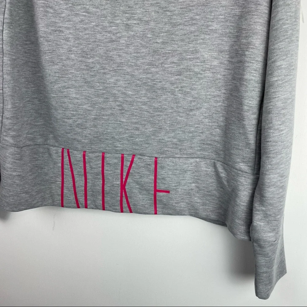 Nike Dri Fit Grey Pink Logo Hoodie Sz Medium